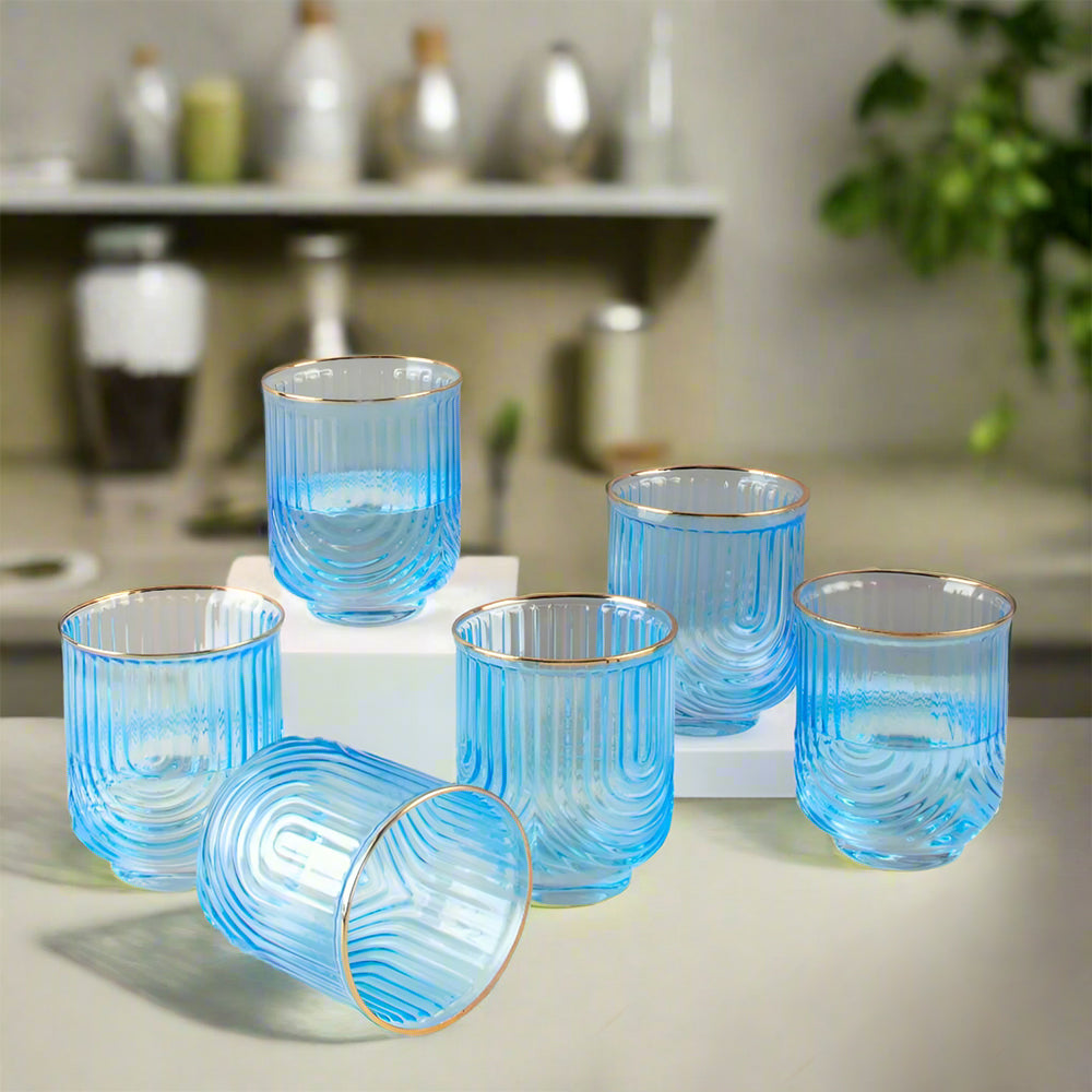 Azure Gilded Wave Glass