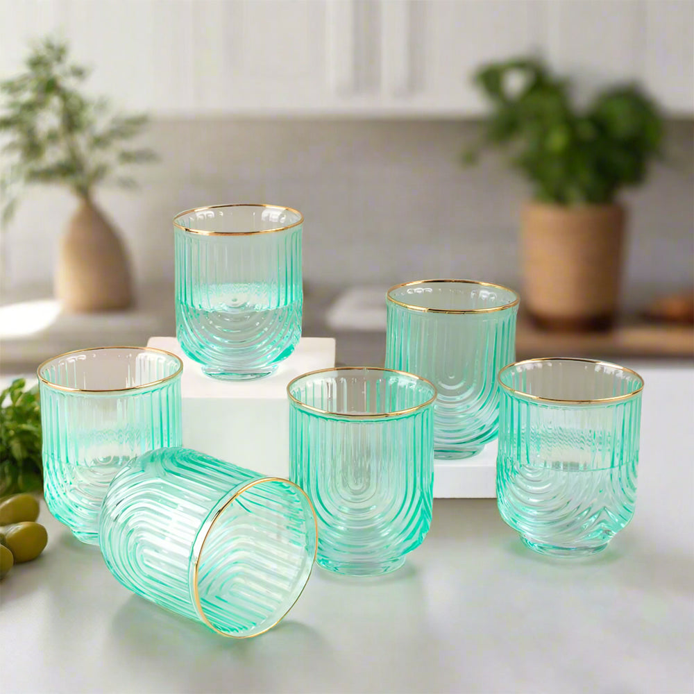 Verdant Gilded Wave Glass