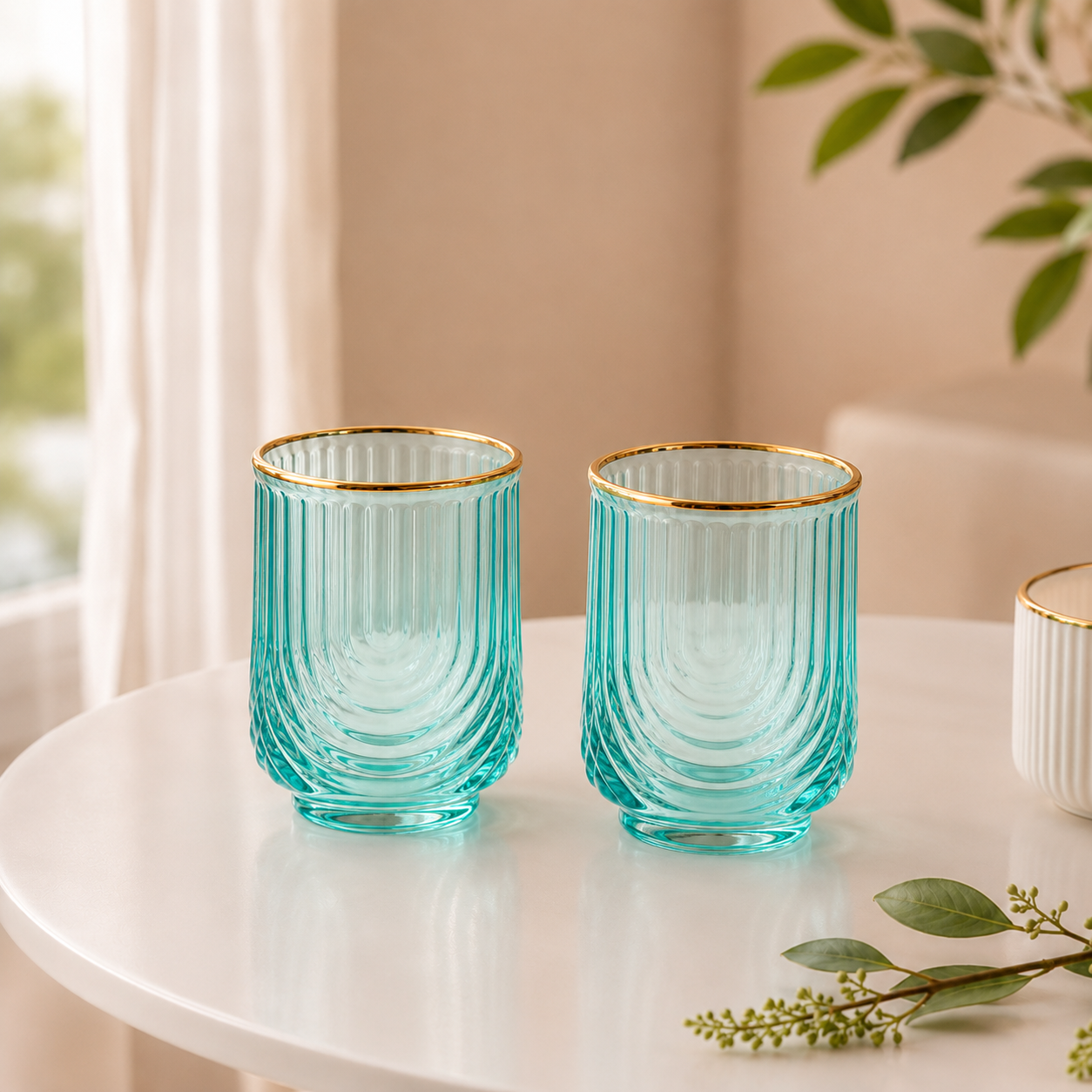 Verdant Gilded Wave Glass