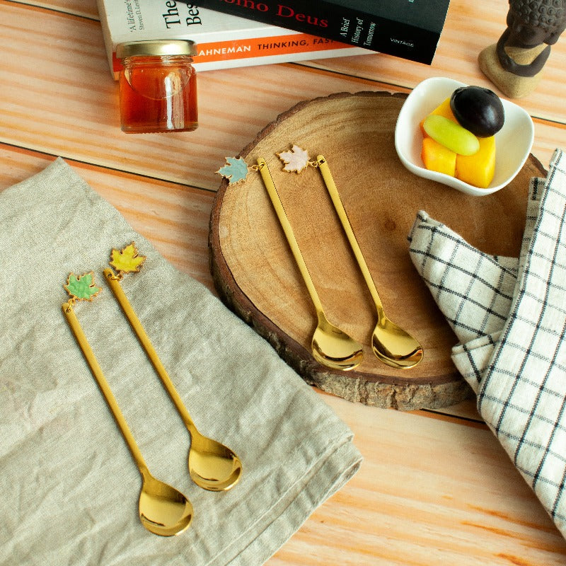 Maple Leaf Dessert Spoon Set of 4
