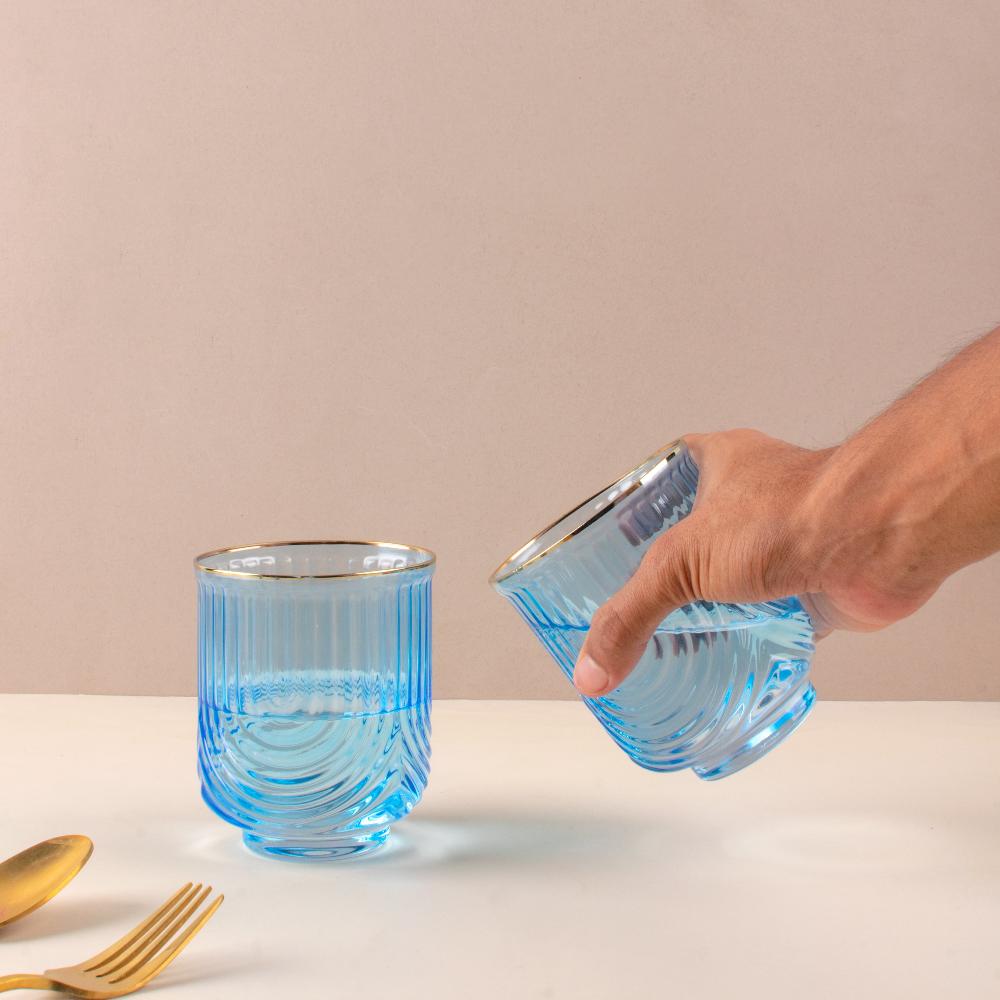 Azure Gilded Wave Glass