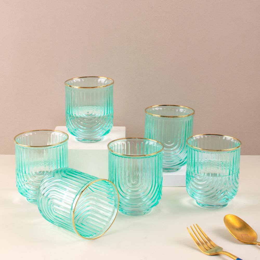 Verdant Gilded Wave Glass