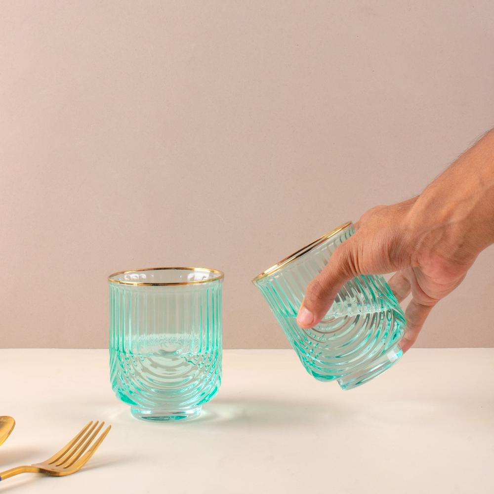 Verdant Gilded Wave Glass