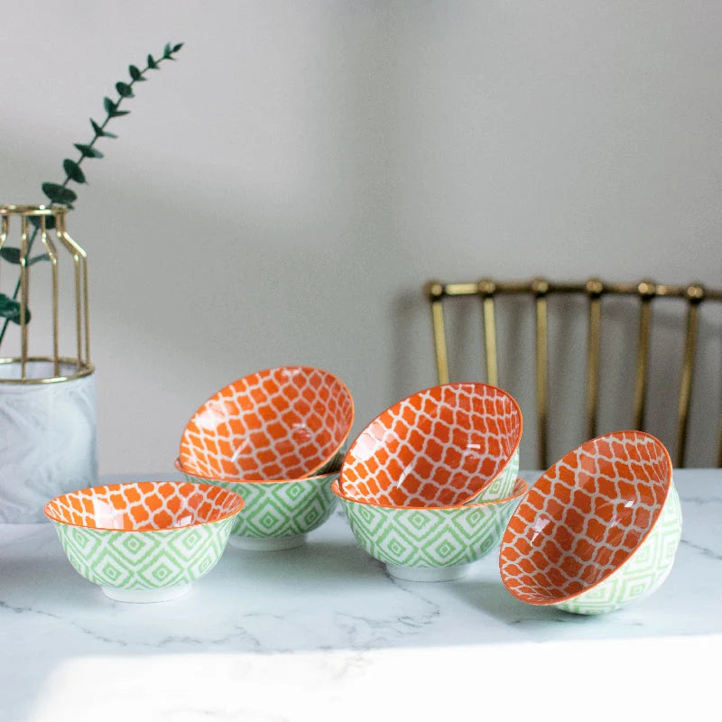 Sunset Orange Pattern Moroccan Bowl
