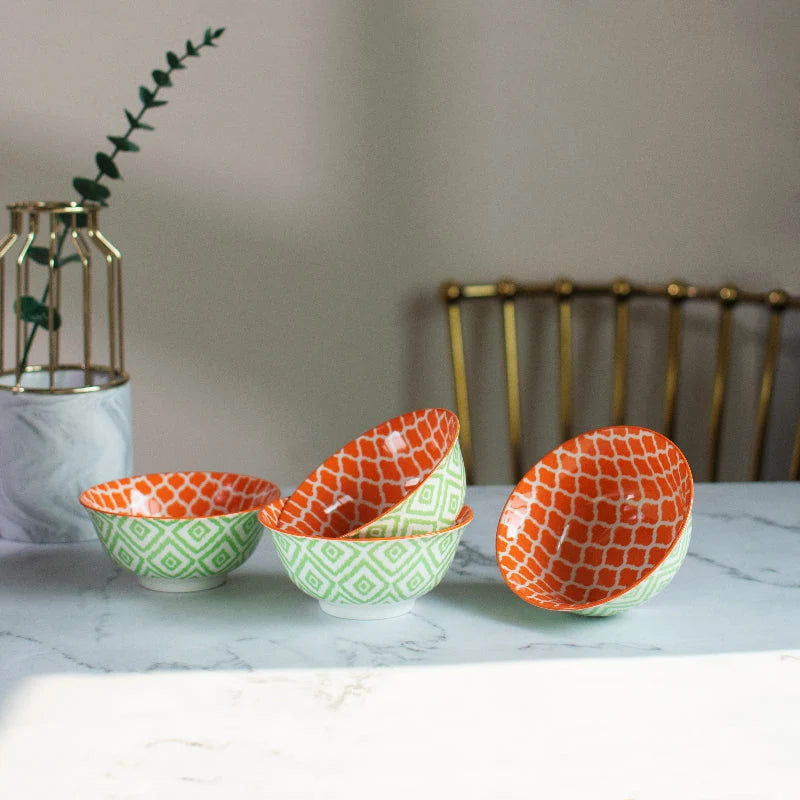 Sunset Orange Pattern Moroccan Bowl