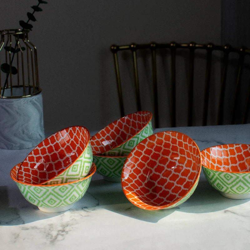 Sunset Orange Pattern Moroccan Bowl