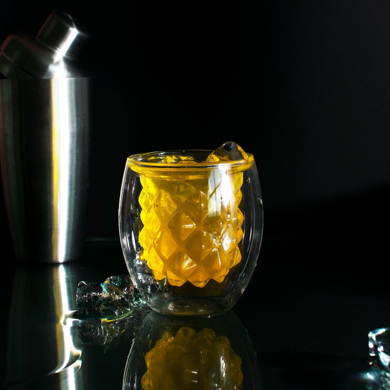 Intricate Pineapple Shape Double Walled Glass