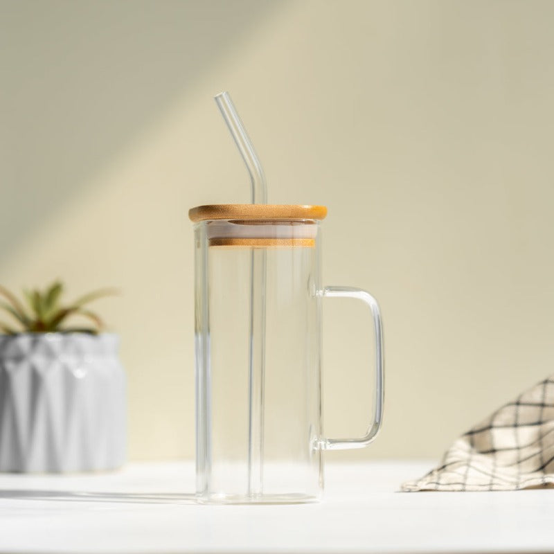 Play It Cool Glass Can With Straw & Lid
