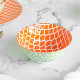 Sunset Orange Pattern Moroccan Bowl