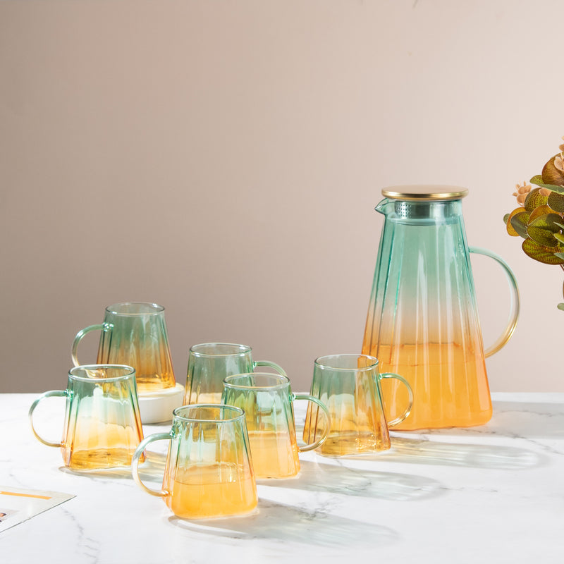 Nordic Gradient Jug With Strainer & Mug Set of 6
