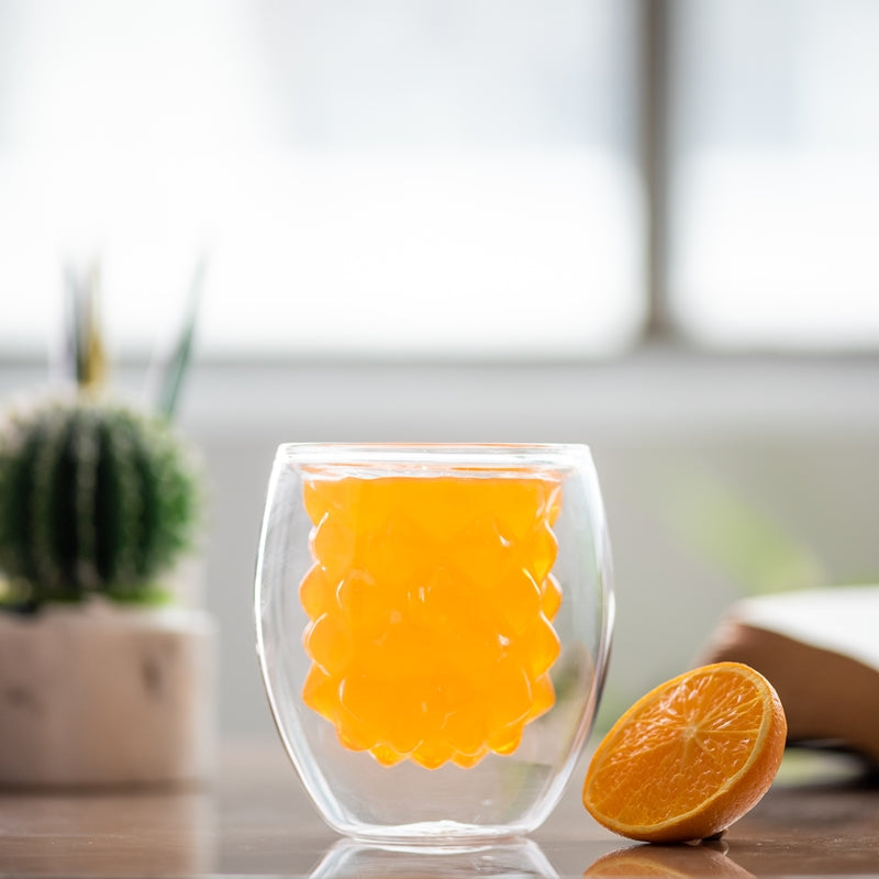 Intricate Pineapple Shape Double Walled Glass