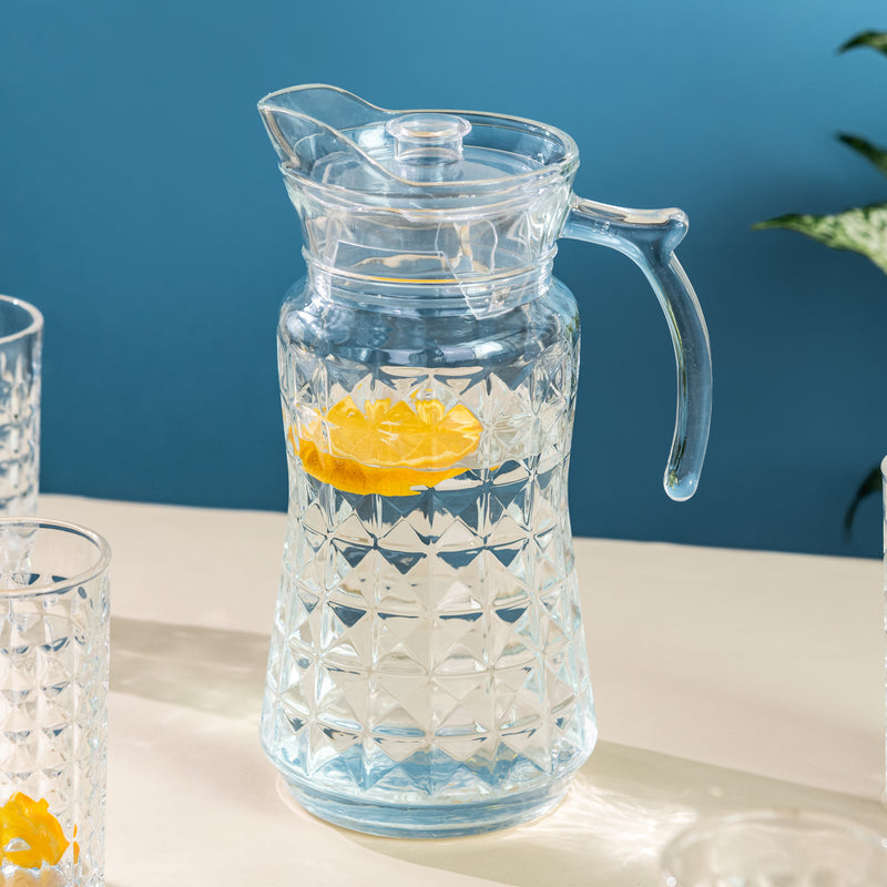 Refined Cut Glass Jug With 6 Pc Tumbler