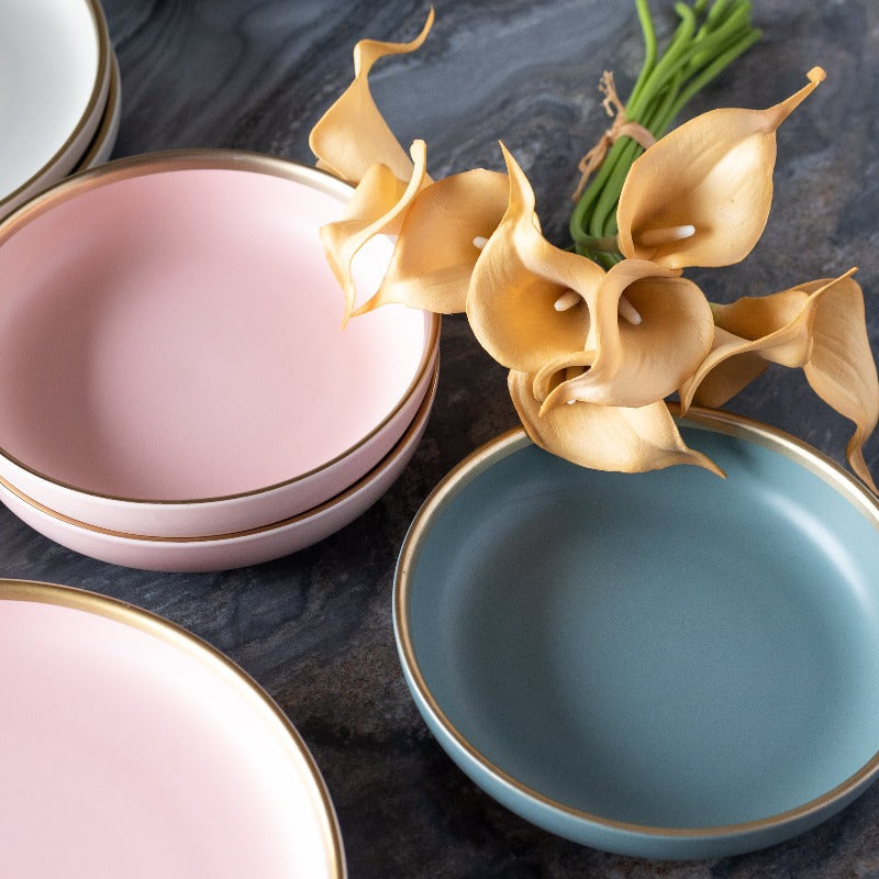 Matte Finish Gold Rimmed Starter Plate
