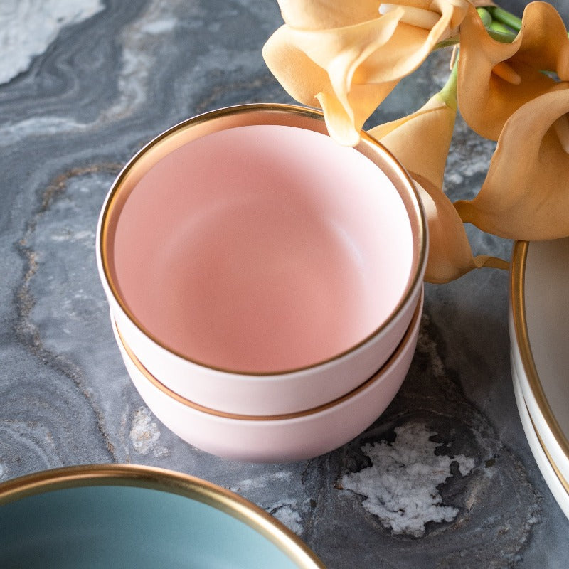 Glossy Finish Gold Rimmed Bowl