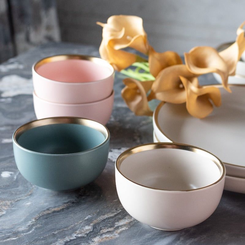Glossy Finish Gold Rimmed Bowl