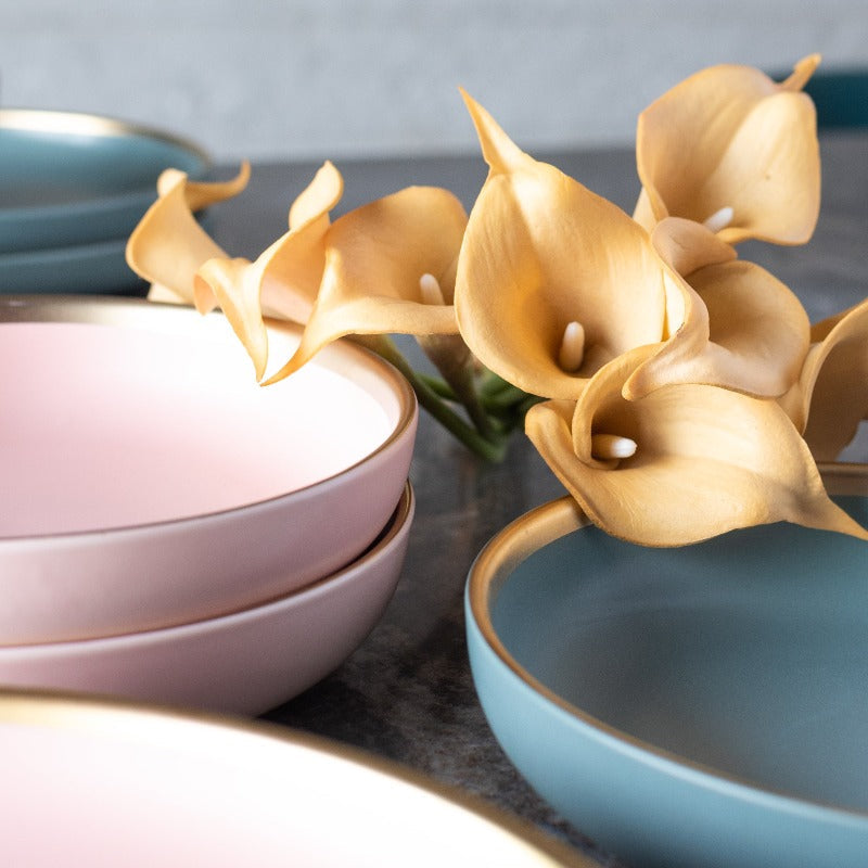 Matte Finish Gold Rimmed Starter Plate