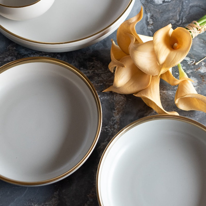 Matte Finish Gold Rimmed Starter Plate