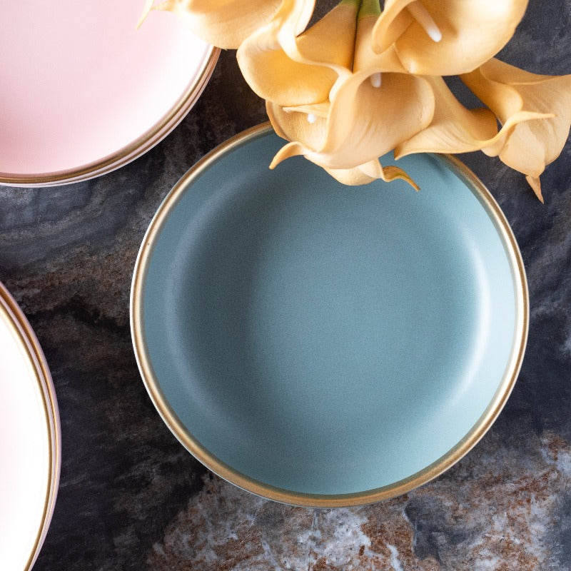 Matte Finish Gold Rimmed Starter Plate