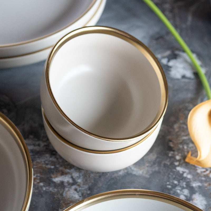 Glossy Finish Gold Rimmed Bowl