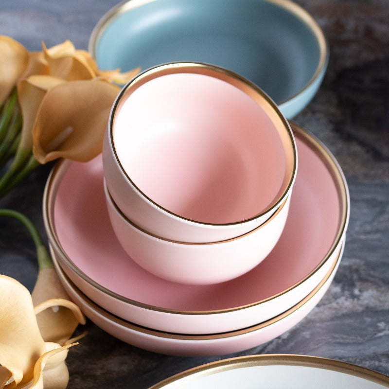 Glossy Finish Gold Rimmed Bowl